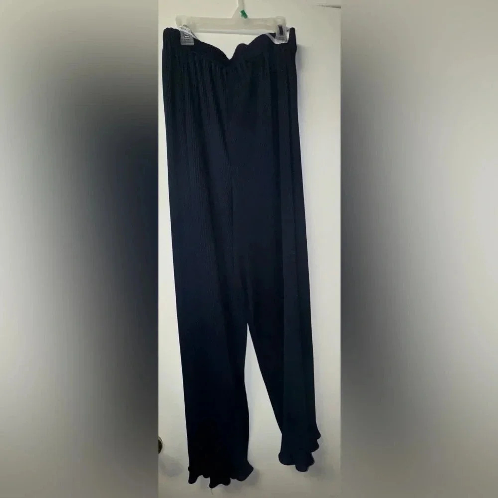 NWT Vintage Karen Lucas women’s blue‎ Scrunch pleated wide leg pants work large